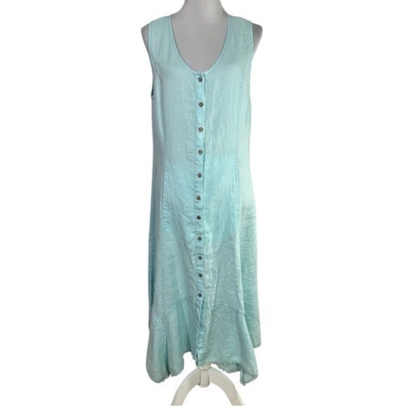 XCVI Dresses & Skirts - XCVI gorgeous aqua linen dress